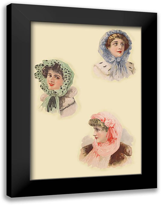 Bonnets 16x22 Black Modern Wood Framed Art Print Poster