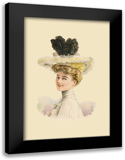 Smiling Lady 16x22 Black Modern Wood Framed Art Print Poster