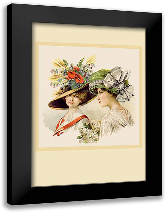 Garden Hats 16x22 Black Modern Wood Framed Art Print Poster