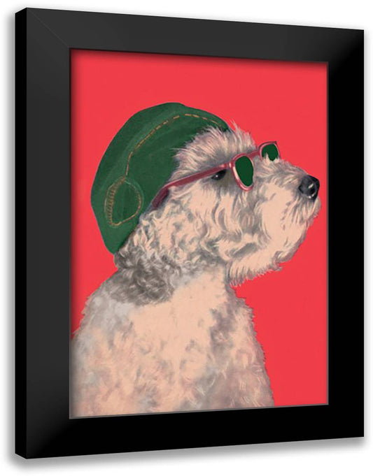 Dog with Glasses and Hat 16x22 Black Modern Wood Framed Art Print Poster