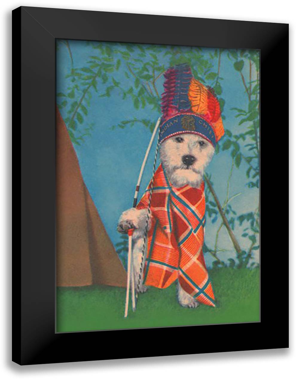 Indian Dog 16x22 Black Modern Wood Framed Art Print Poster
