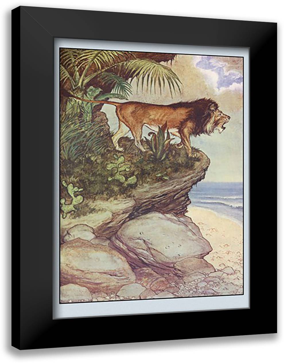 Robinson Crusoe: The Most Hideous Roar 16x22 Black Modern Wood Framed Art Print Poster by Winter, Milo