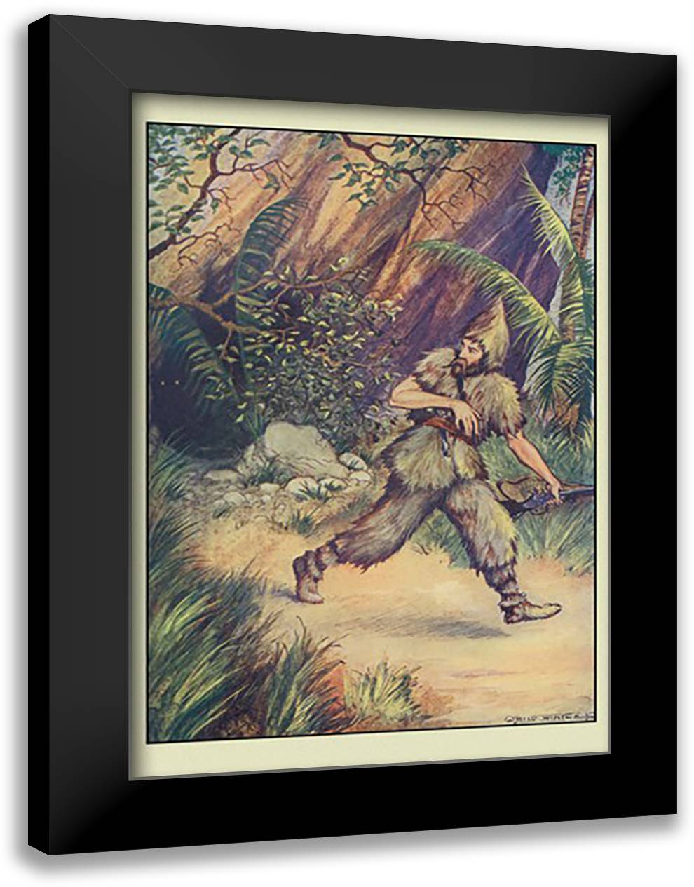 Robinson Crusoe: I Must Confess 16x22 Black Modern Wood Framed Art Print Poster by Winter, Milo