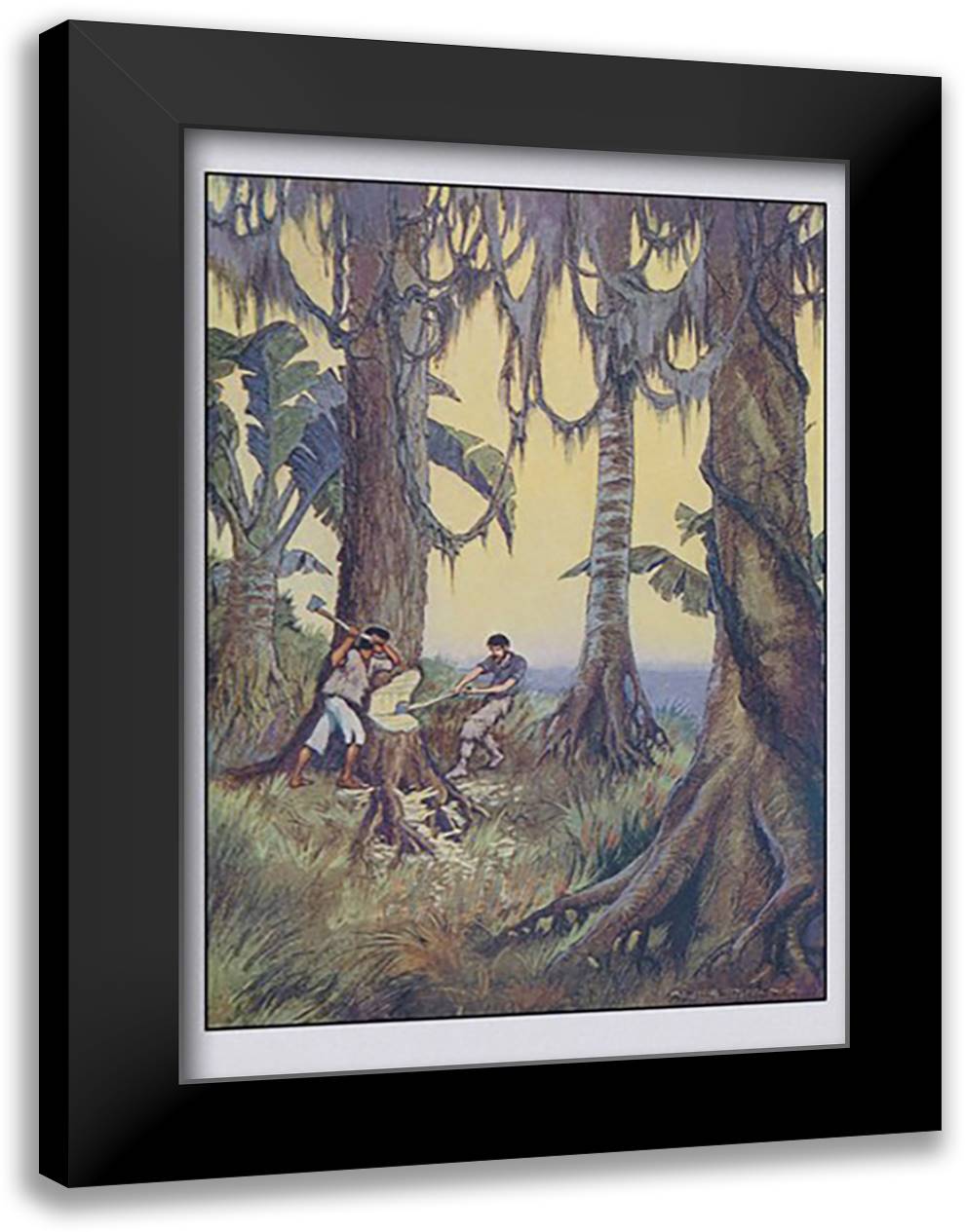 Robinson Crusoe: Nor Can I Tell 16x22 Black Modern Wood Framed Art Print Poster by Winter, Milo