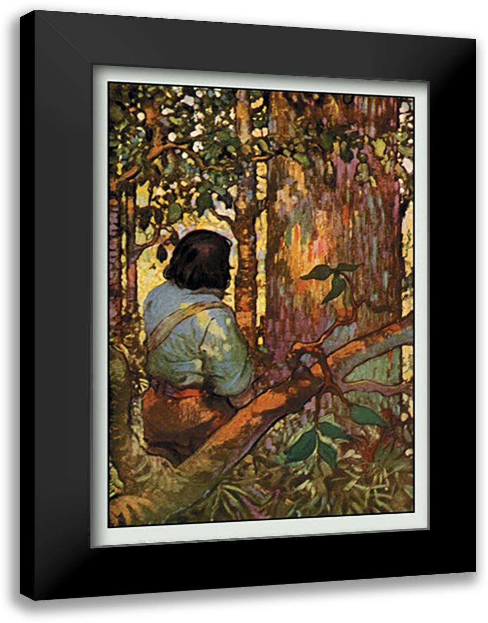 Robinson Crusoe: I Jumped Up and Went Out Through My Little Grove 16x22 Black Modern Wood Framed Art Print Poster by Goodwin, Frank