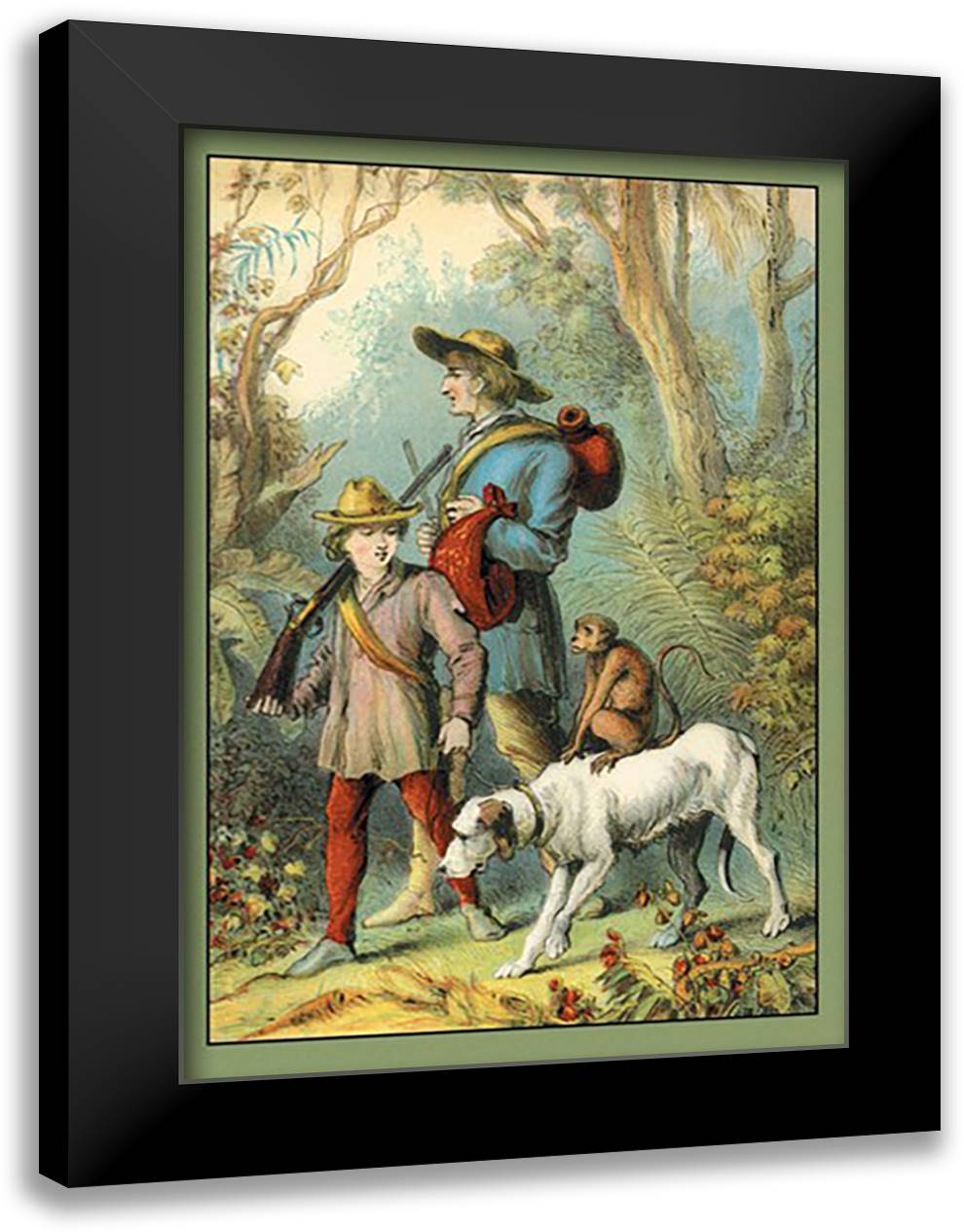 Swiss Family Robinson: Bringing Home the Monkey 16x22 Black Modern Wood Framed Art Print Poster