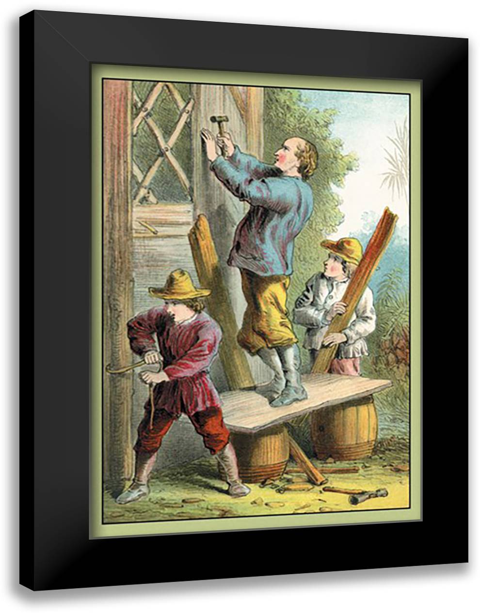 Swiss Family Robinson: Repairing a Falcon's Nest 16x22 Black Modern Wood Framed Art Print Poster