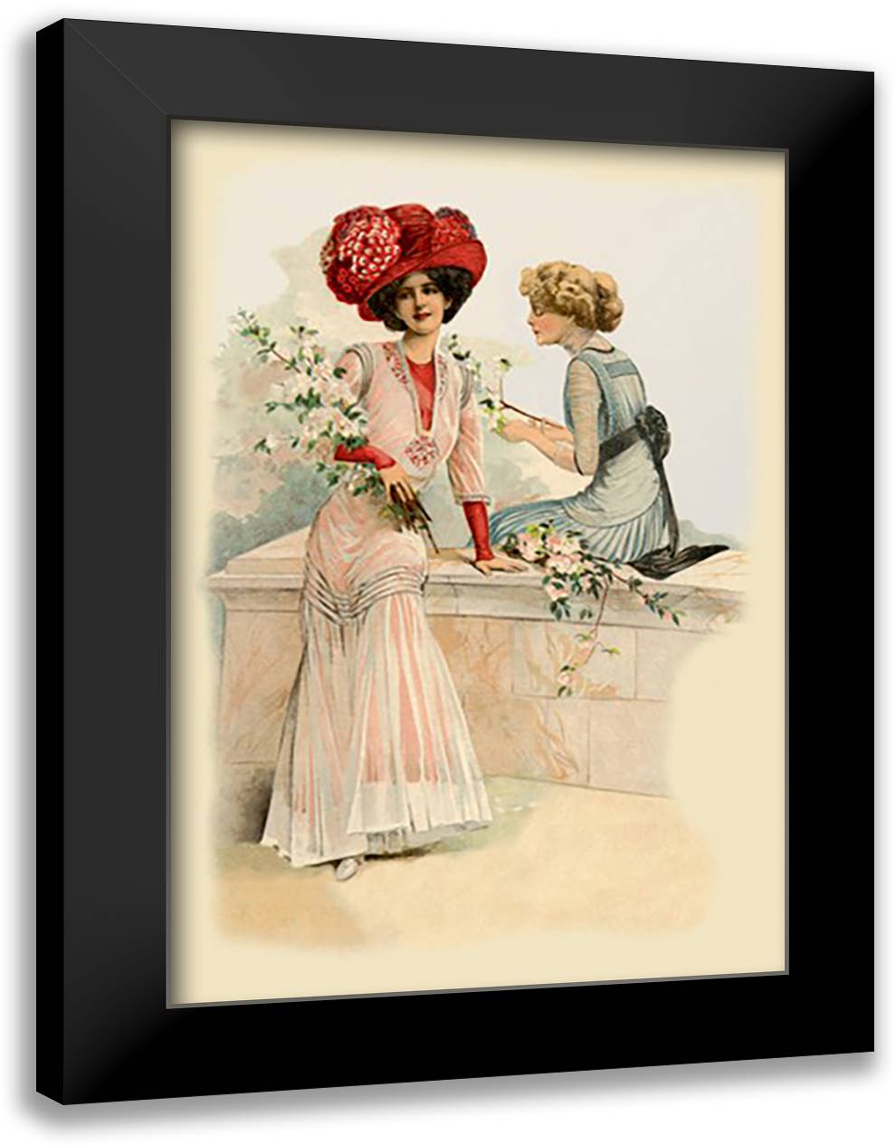 Ladies on the Veranda 16x22 Black Modern Wood Framed Art Print Poster