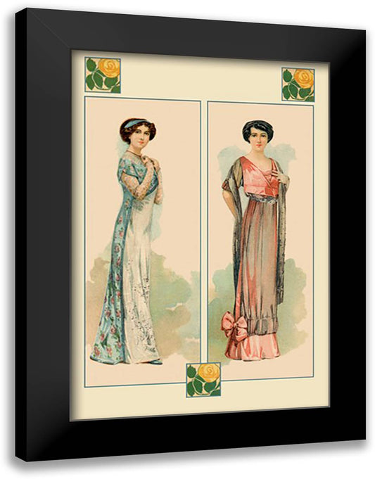 Women Posing in Their New Dresses 16x22 Black Modern Wood Framed Art Print Poster