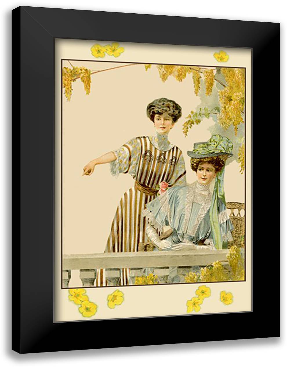 Ladies on the Balcony 16x22 Black Modern Wood Framed Art Print Poster
