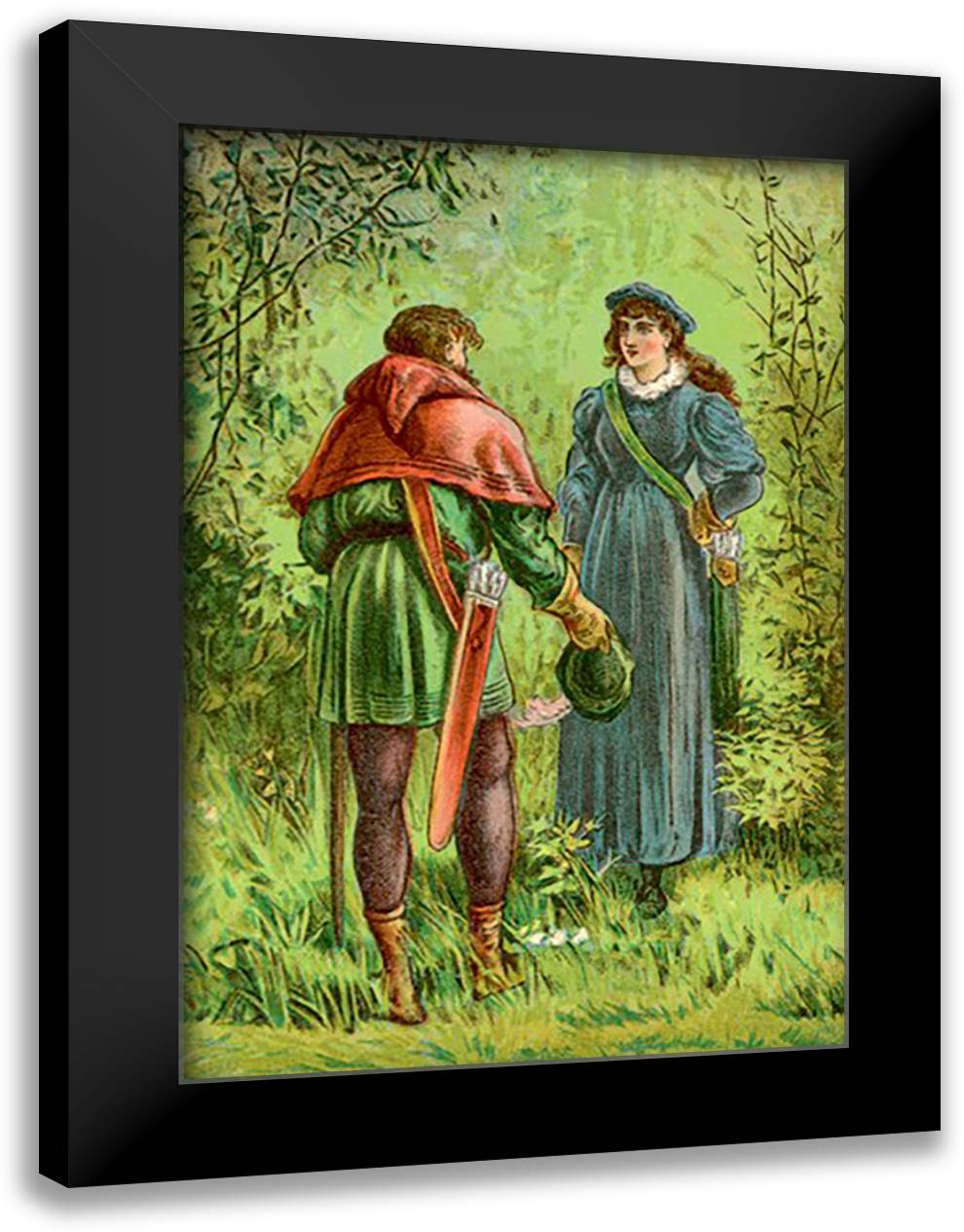 Robin Hood and Maid Marian 16x22 Black Modern Wood Framed Art Print Poster