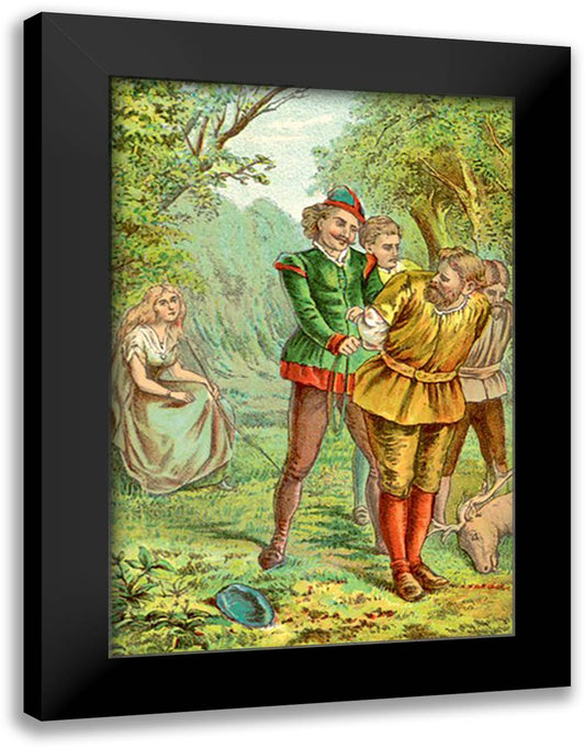 Robin Hood: Argument, Fight, Capture 16x22 Black Modern Wood Framed Art Print Poster