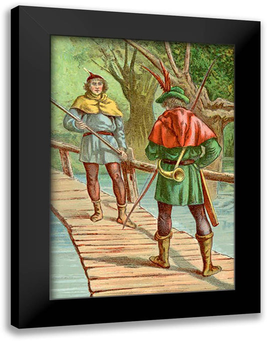 Robin Hood: Encounter With a Giant 16x22 Black Modern Wood Framed Art Print Poster