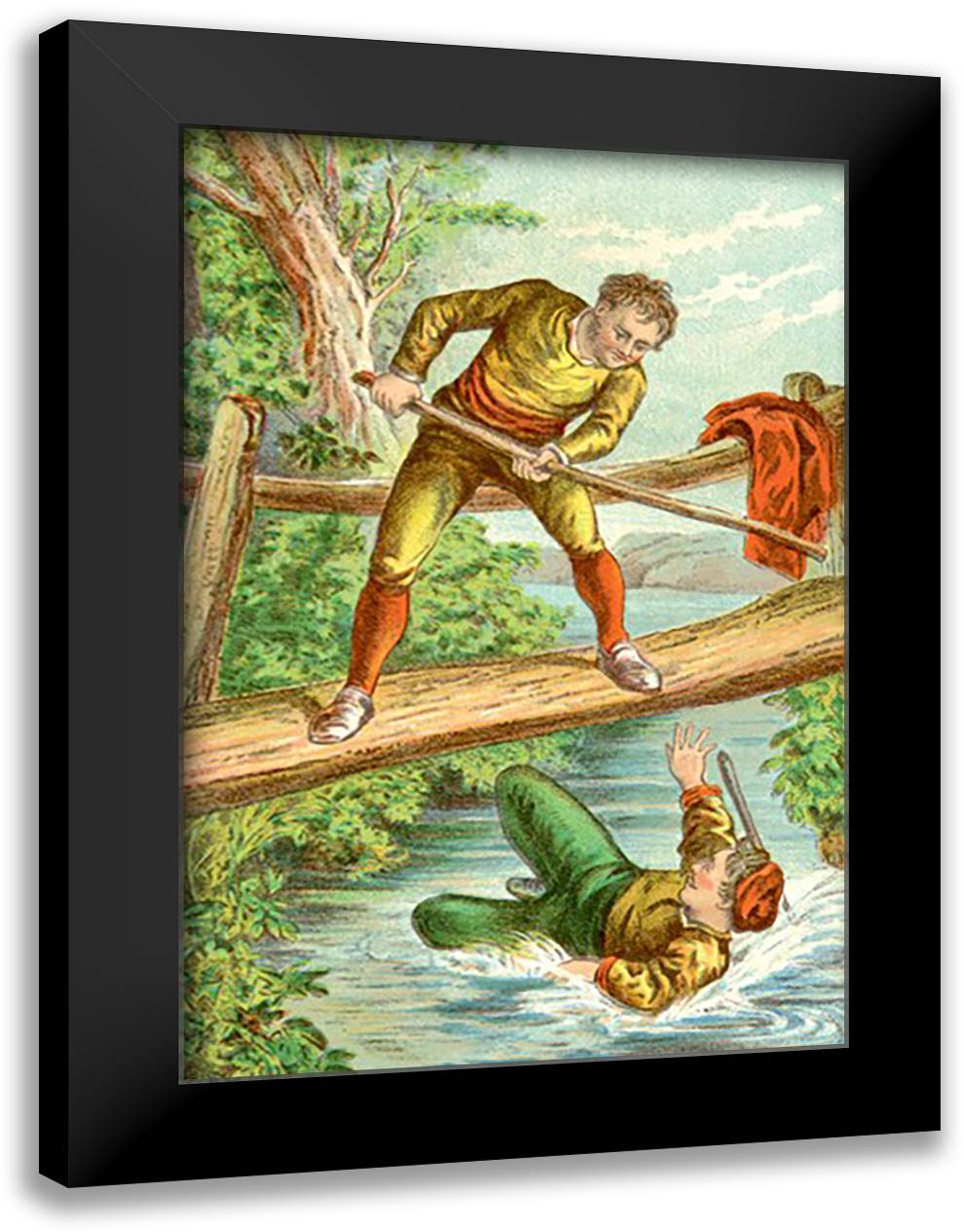 Little John and Robin Hood 16x22 Black Modern Wood Framed Art Print Poster