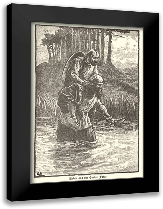 Robin Hood and the Curtal Friar 16x22 Black Modern Wood Framed Art Print Poster