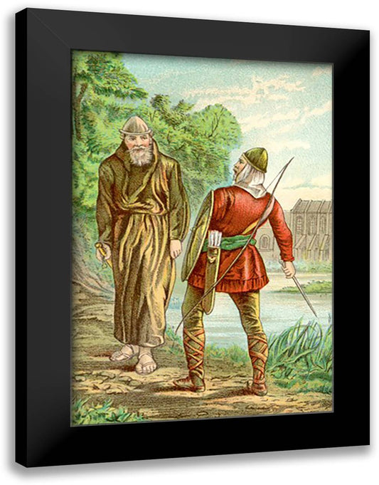 Friar Tuck and Robin Hood 16x22 Black Modern Wood Framed Art Print Poster