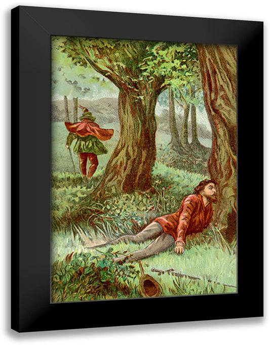 Three Heads and Robin Hood 16x22 Black Modern Wood Framed Art Print Poster