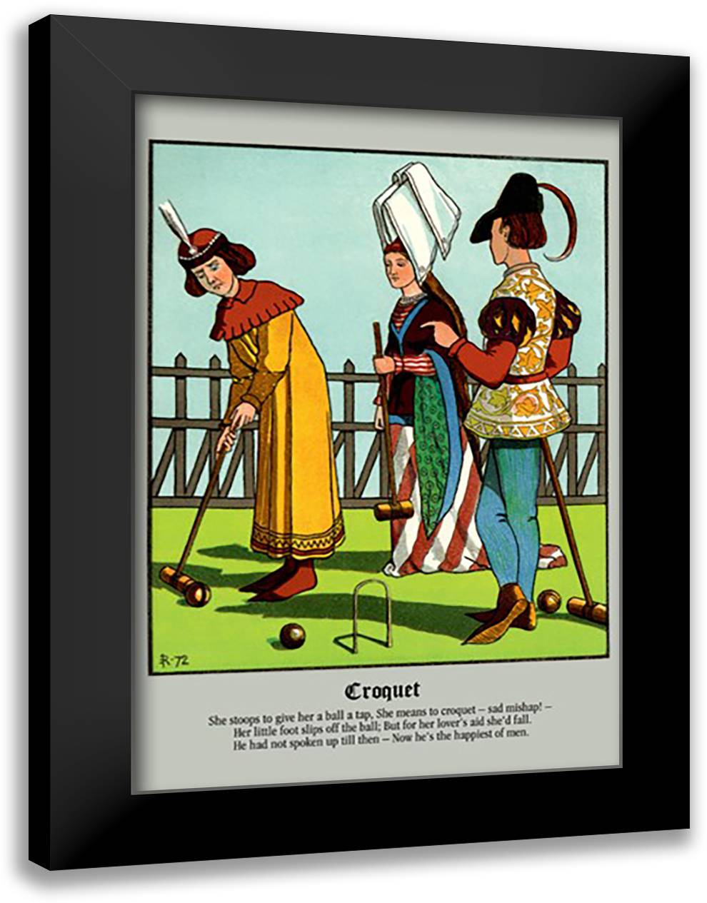 Croquet 16x22 Black Modern Wood Framed Art Print Poster by Rogers, J.E.
