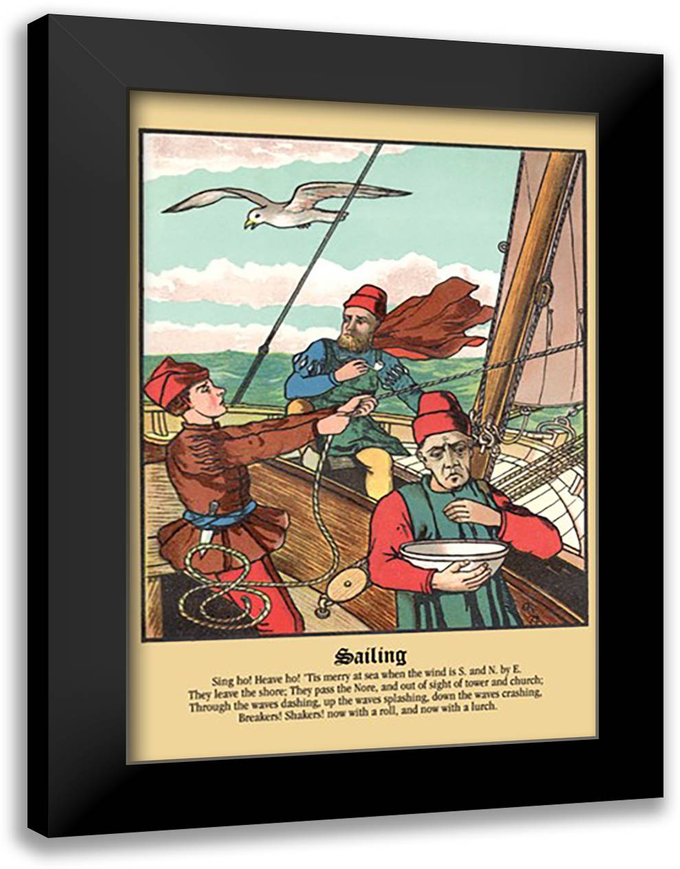Sailing 16x22 Black Modern Wood Framed Art Print Poster by Rogers, J.E.