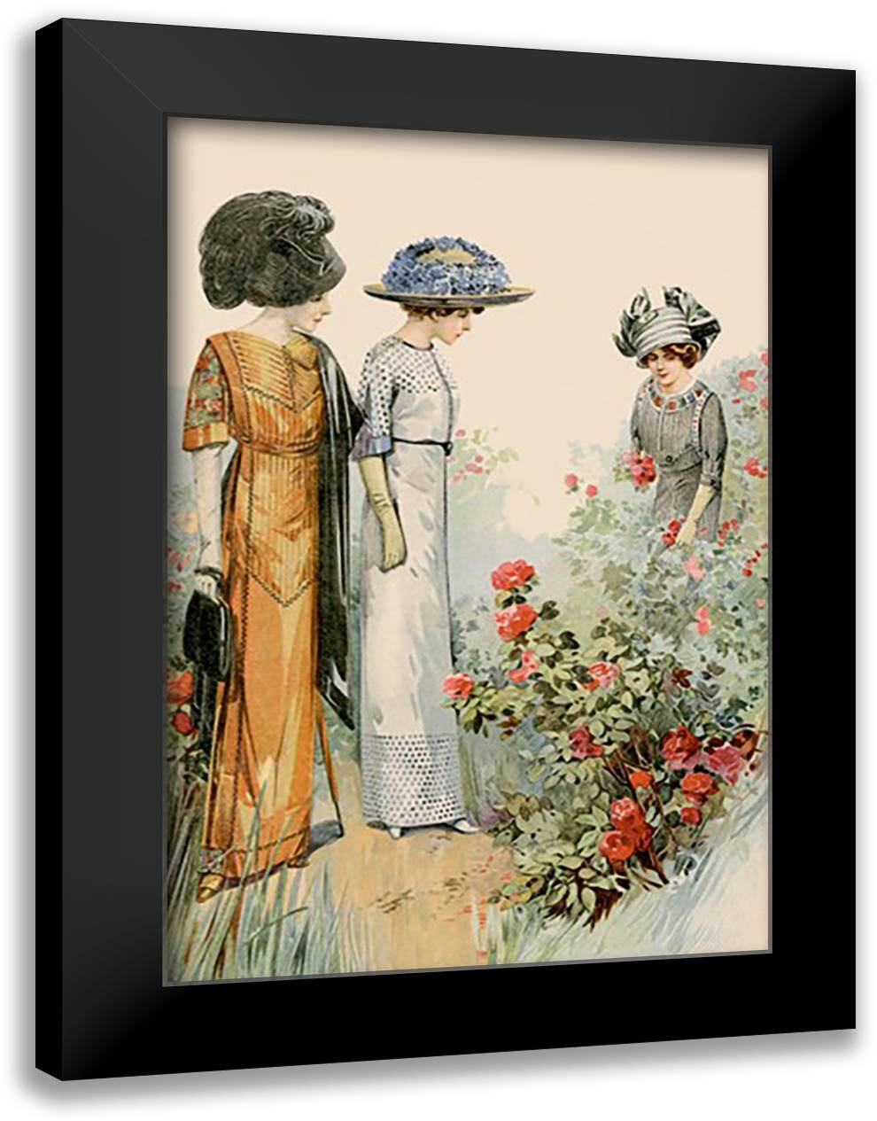 Rose Garden 16x22 Black Modern Wood Framed Art Print Poster