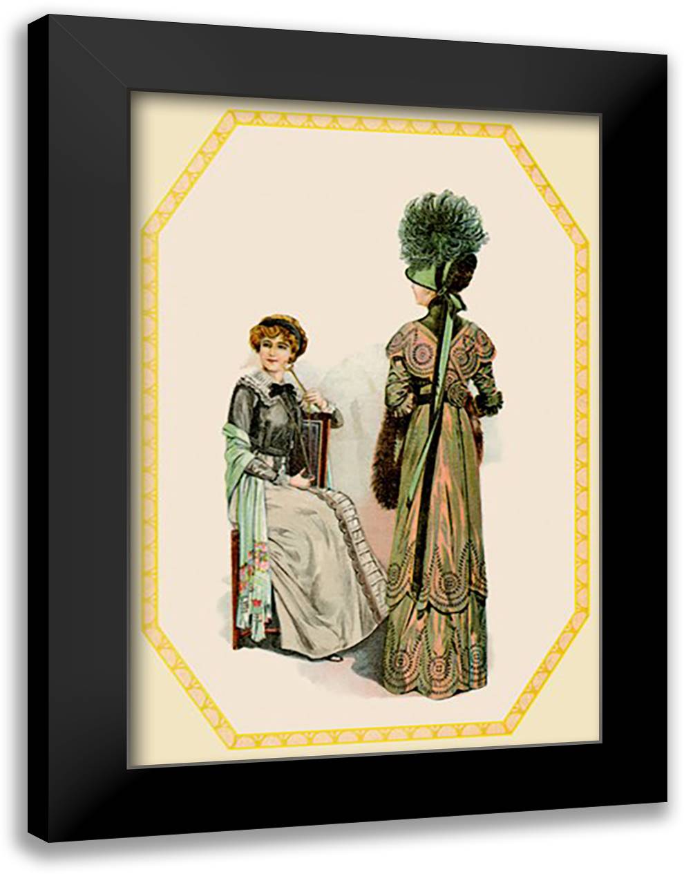 Lady with Monocle 16x22 Black Modern Wood Framed Art Print Poster