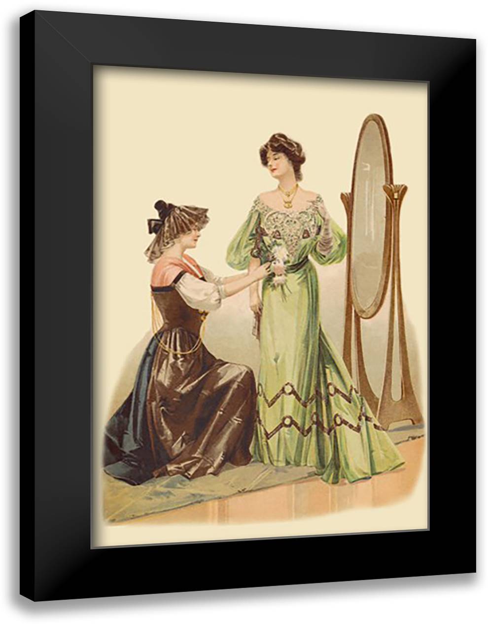 Adjusting the Gown 16x22 Black Modern Wood Framed Art Print Poster