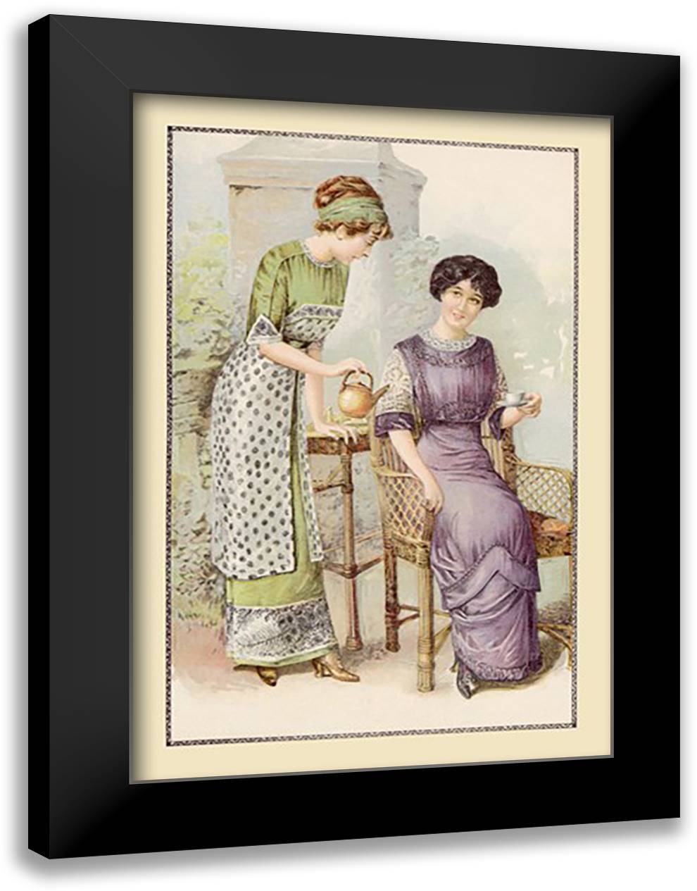 Tea in the Garden 16x22 Black Modern Wood Framed Art Print Poster