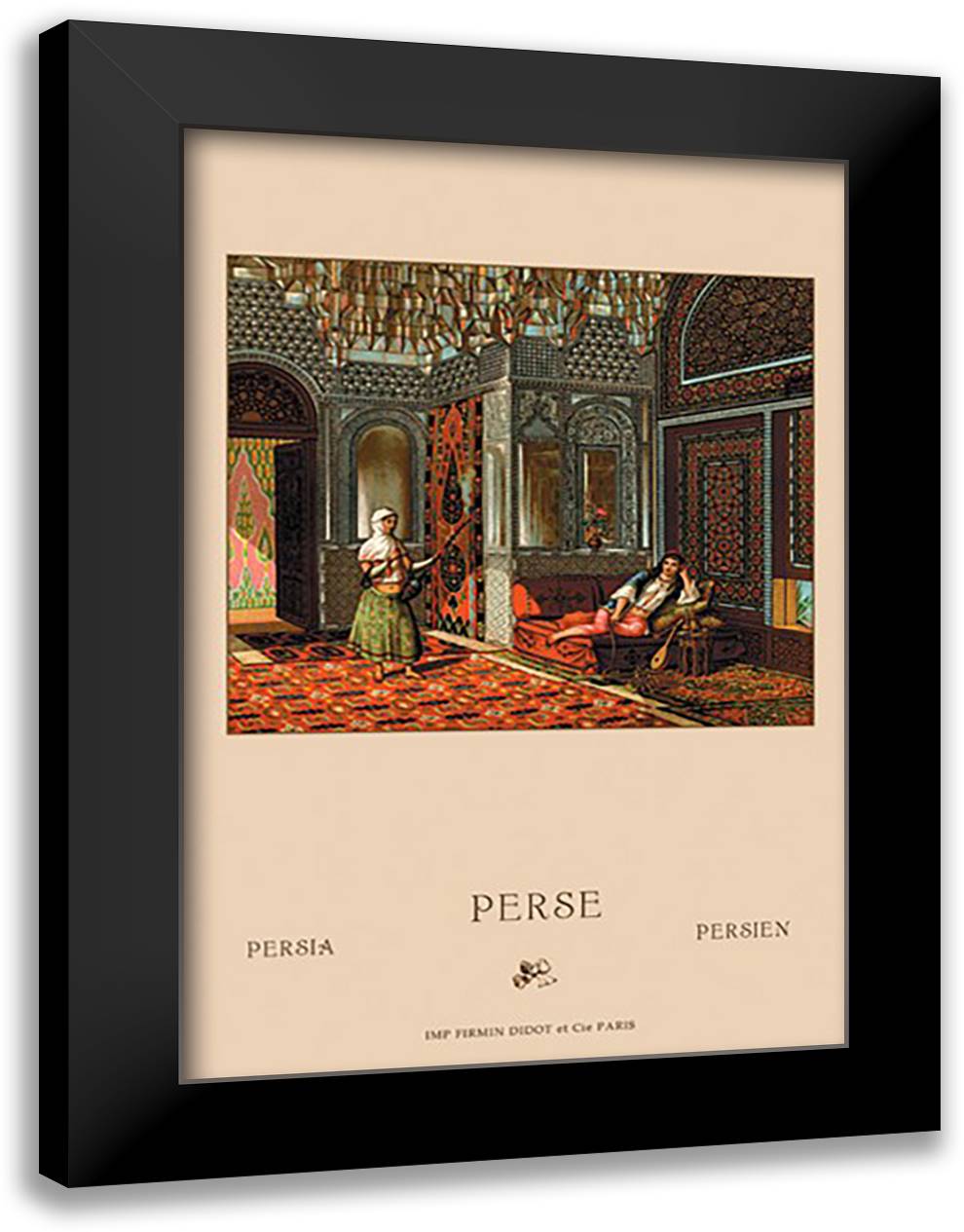Persian Interior 16x22 Black Modern Wood Framed Art Print Poster by Racinet, Auguste