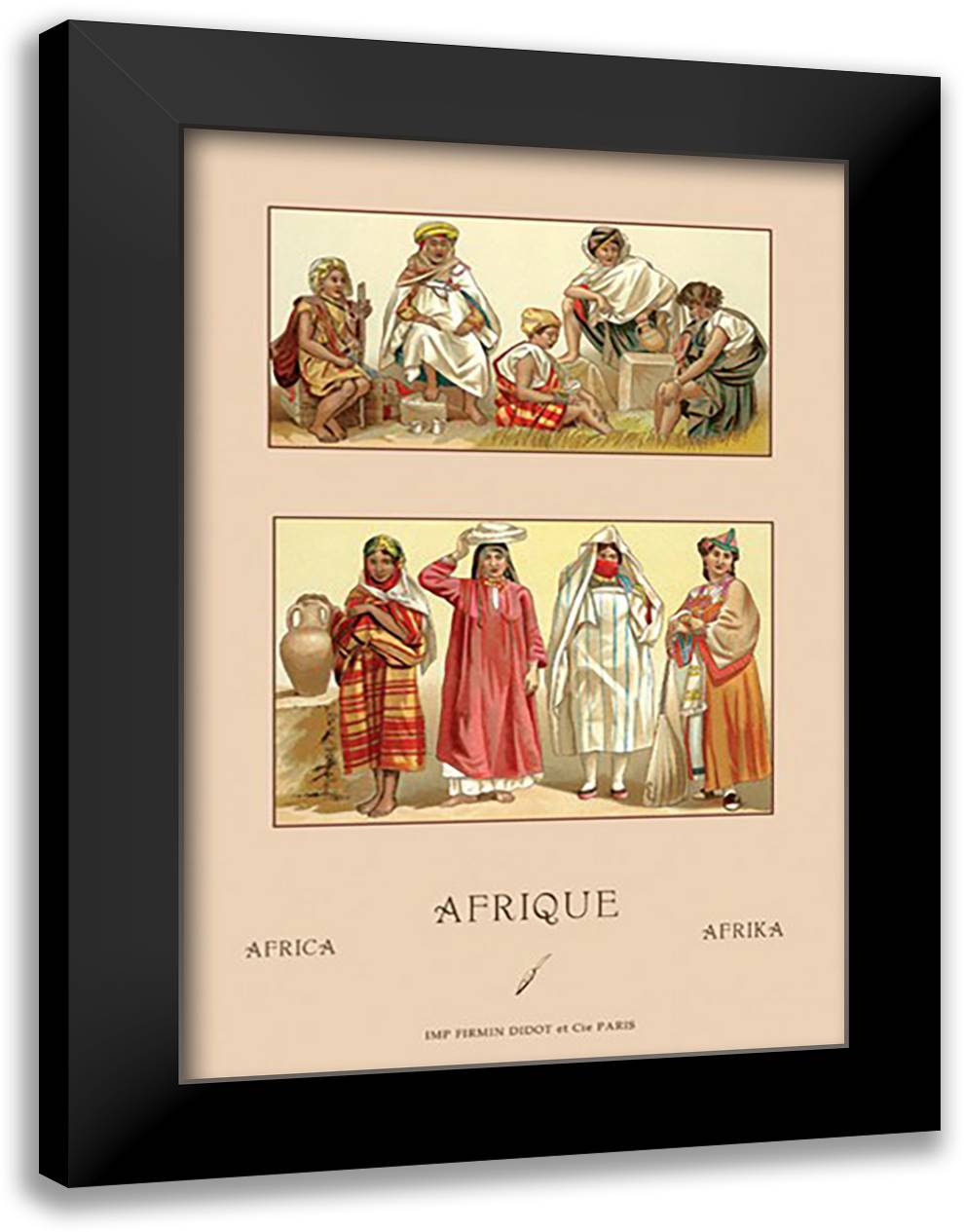 Traditional Dress of Northern Africa #2 16x22 Black Modern Wood Framed Art Print Poster by Racinet, Auguste