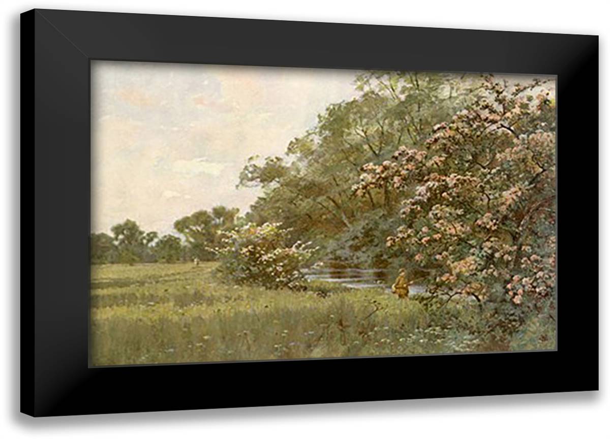 Avon Fisherman 22x16 Black Modern Wood Framed Art Print Poster by Williams, James Leon