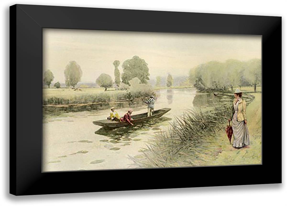 On the Avon Near Stratford 22x16 Black Modern Wood Framed Art Print Poster by Williams, James Leon