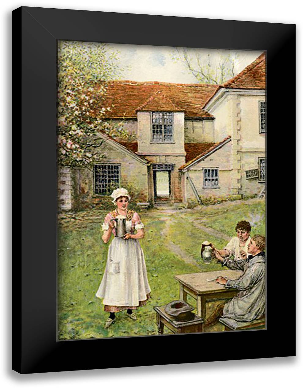 Quart of Ale is a Dish for a King 16x22 Black Modern Wood Framed Art Print Poster by Boughton, George H.
