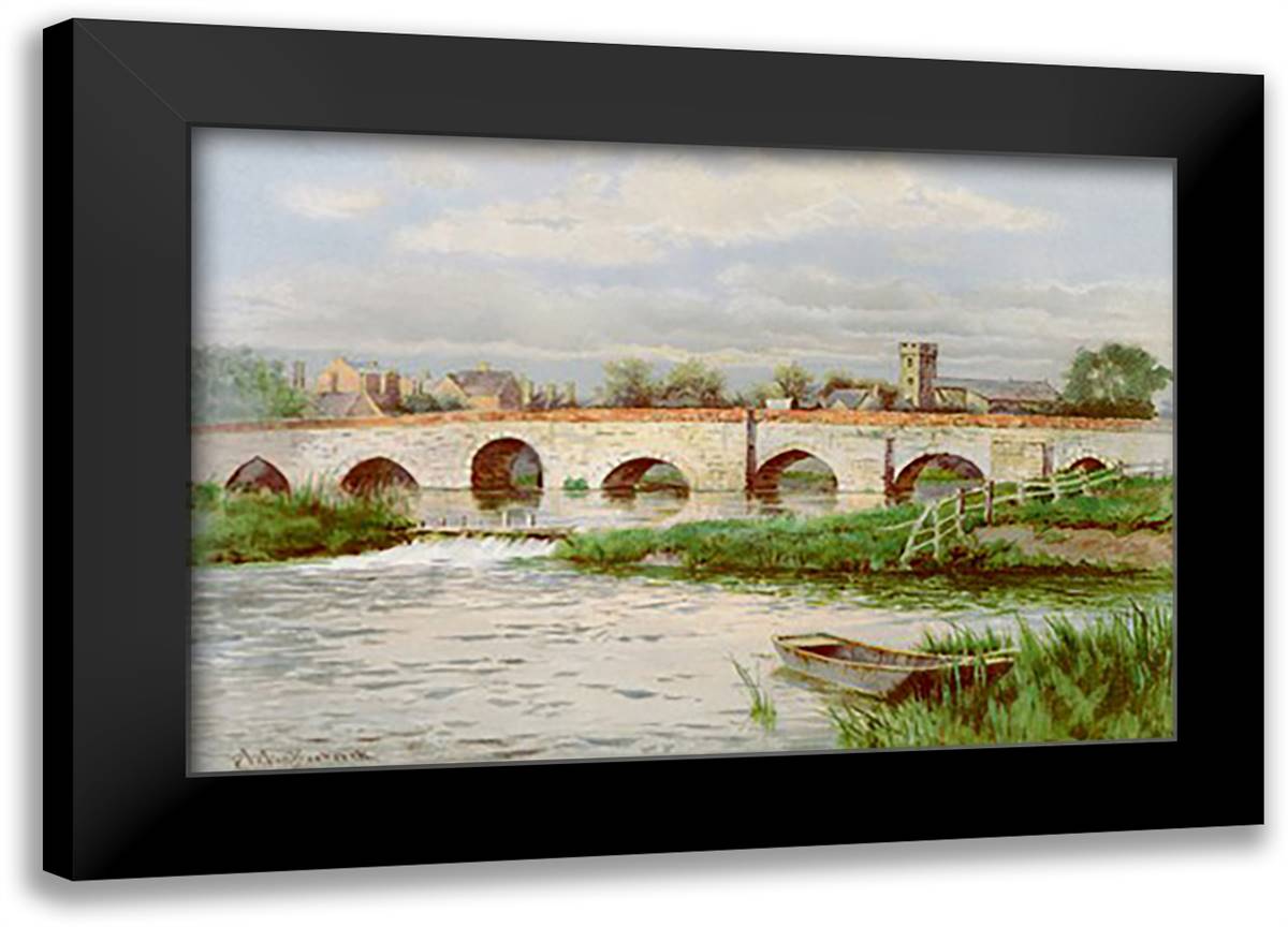 Old Binford Bridge 22x16 Black Modern Wood Framed Art Print Poster by Boskerck, Robert W. Van
