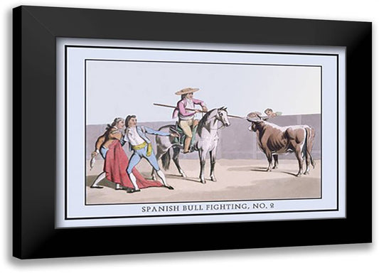 Spanish Bull Fighting, No. 2: Attack of the Picadores 22x16 Black Modern Wood Framed Art Print Poster