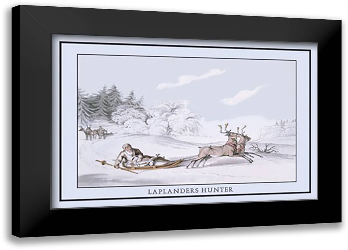 Laplanders Hunter 22x16 Black Modern Wood Framed Art Print Poster by Atkinson, Katie