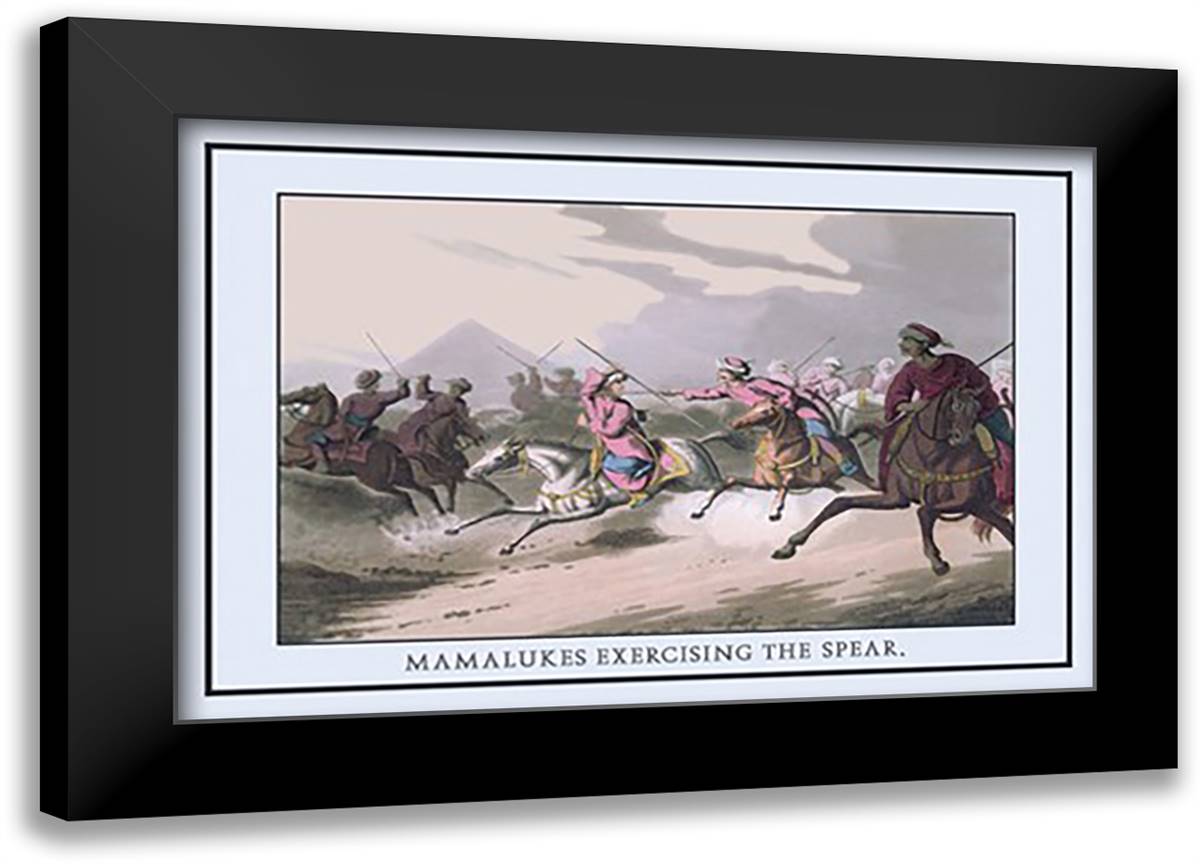 Mamalukes Exercising the Spear 22x16 Black Modern Wood Framed Art Print Poster by Clark, J. H.