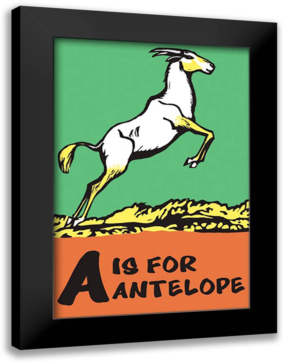A is for Antelope 16x22 Black Modern Wood Framed Art Print Poster by Falls, C. B.