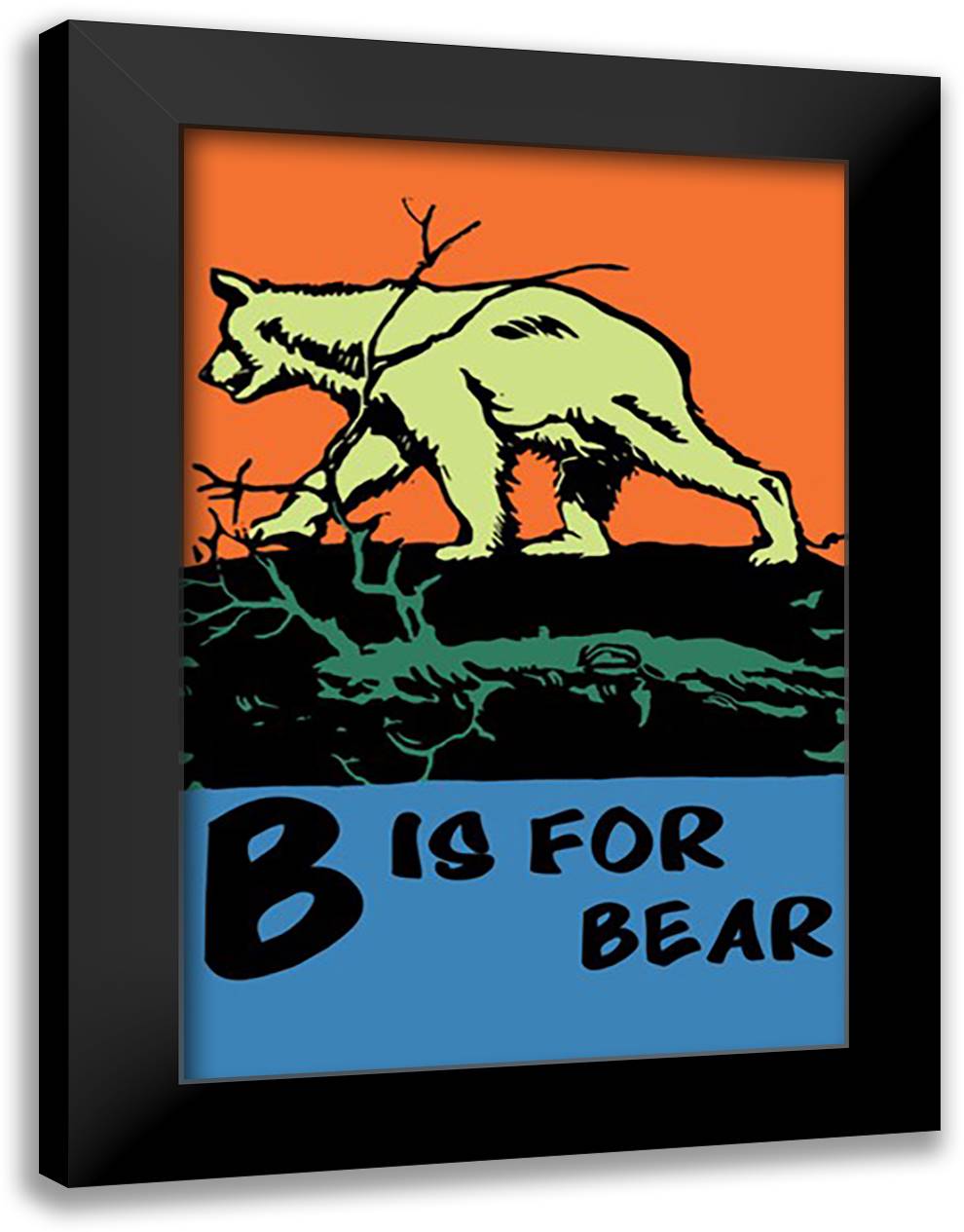 B is for Bear 16x22 Black Modern Wood Framed Art Print Poster by Falls, C. B.