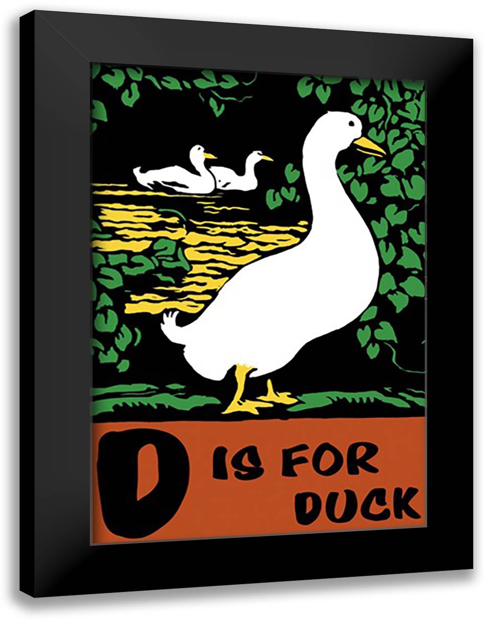 D is for Duck 16x22 Black Modern Wood Framed Art Print Poster by Falls, C. B.