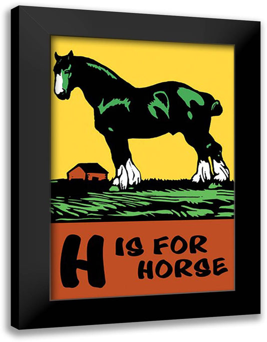 H is for Horse 16x22 Black Modern Wood Framed Art Print Poster by Falls, C. B.