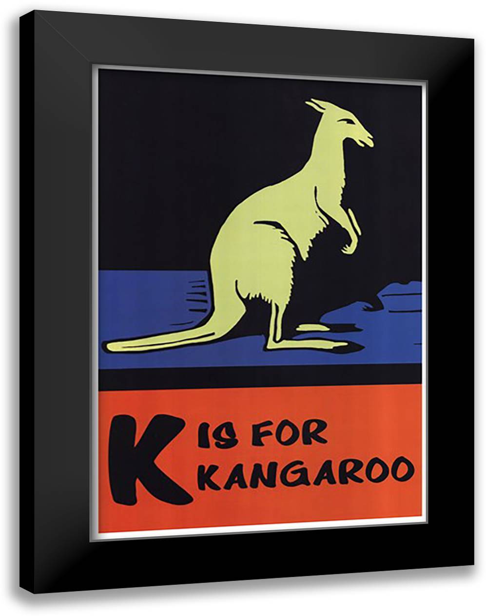 K is for Kangaroo 16x22 Black Modern Wood Framed Art Print Poster by Falls, C. B.