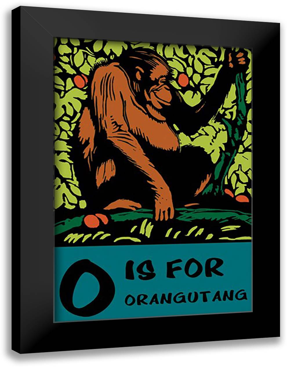 O is for Orangutang 16x22 Black Modern Wood Framed Art Print Poster by Falls, C. B.