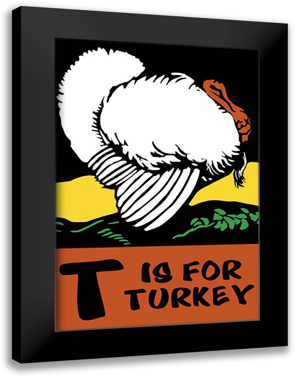 T is for Turkey 16x22 Black Modern Wood Framed Art Print Poster by Falls, C. B.