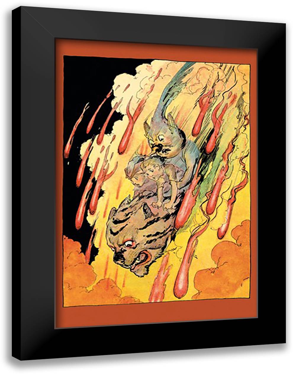Plunging Down the Fire Fall 16x22 Black Modern Wood Framed Art Print Poster by Neill, John R.