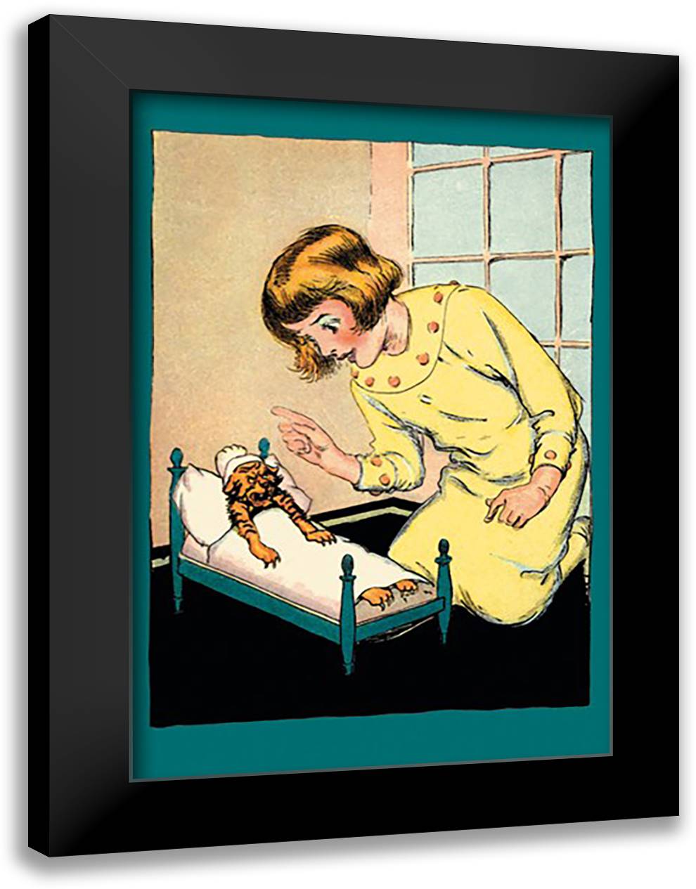 Be Good, Hungry Tiger 16x22 Black Modern Wood Framed Art Print Poster by Neill, John R.