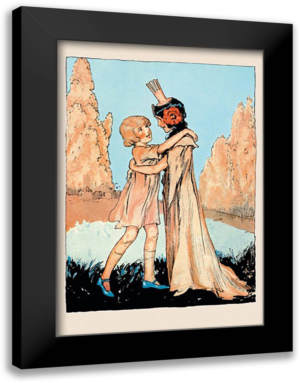 Betsy and Ozma 16x22 Black Modern Wood Framed Art Print Poster by Neill, John R.