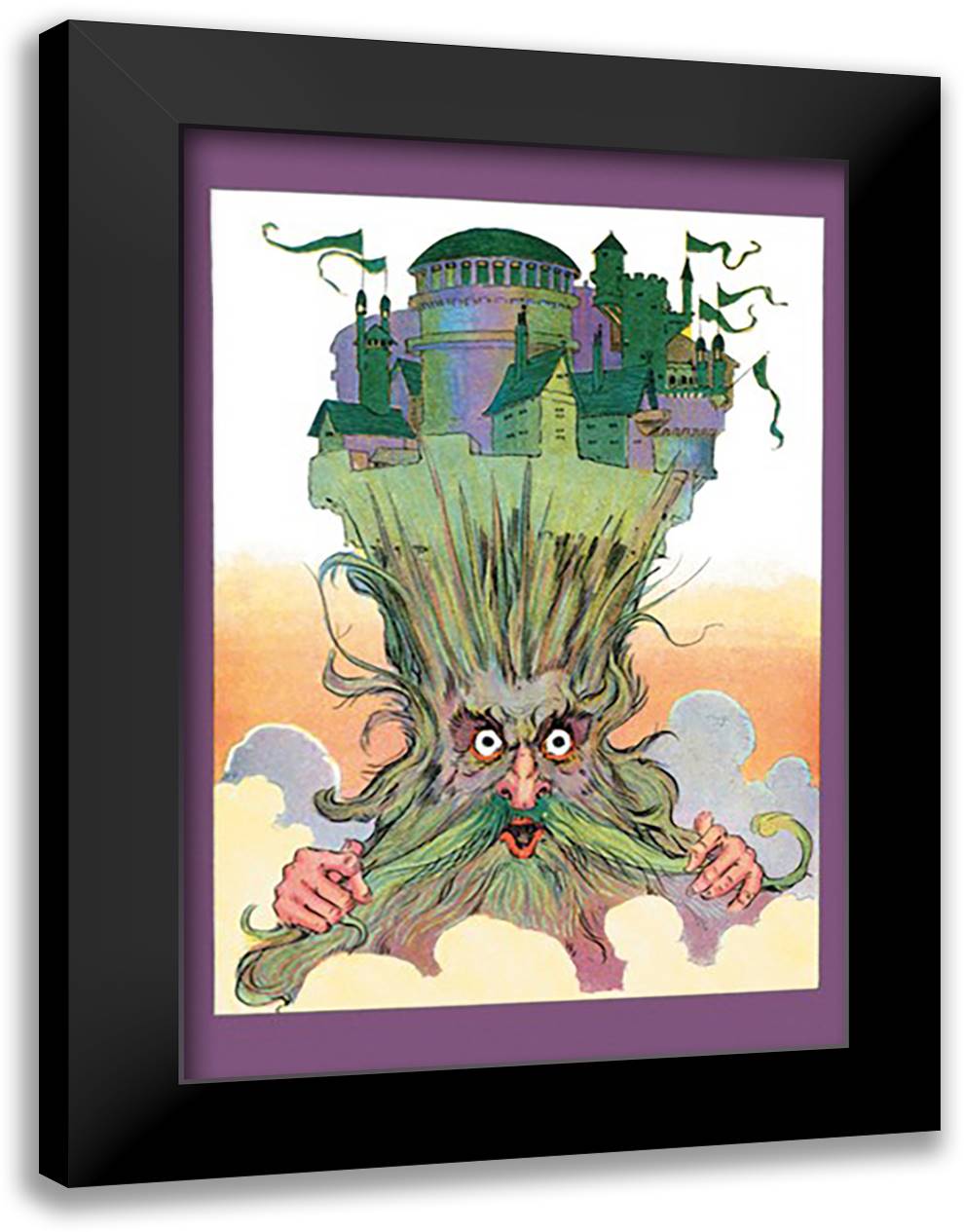 Oz on Ruggedo's Head 16x22 Black Modern Wood Framed Art Print Poster by Neill, John R.