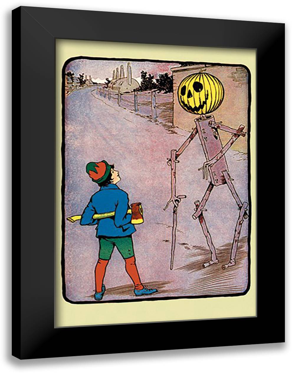 Tip and Jack Pumkinhead 16x22 Black Modern Wood Framed Art Print Poster by Neill, John R.
