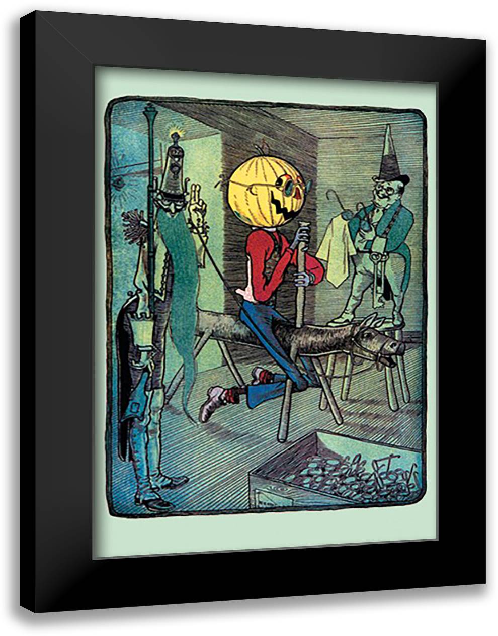 Jack Pumpkinhead's Ride 16x22 Black Modern Wood Framed Art Print Poster by Neill, John R.