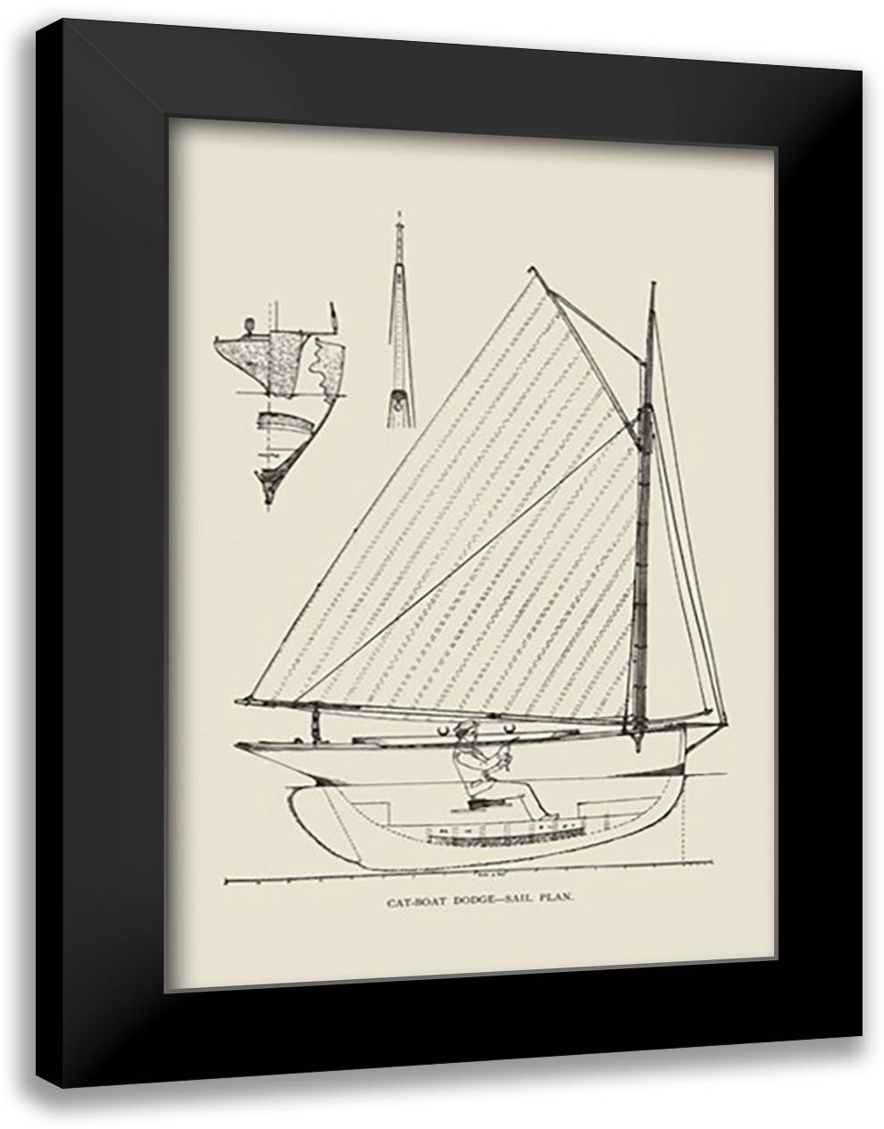 Cat-Boat Dodge 16x22 Black Modern Wood Framed Art Print Poster by Kunhardt, Charles P.